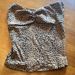 Urban Outfitters Leopard Print Strapless Tube Top in Tan and Black